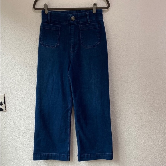 Pilcro Anthropologie Women's The Skipper Blue Wide Leg Cotton Blend Jeans 27 - Picture 2 of 10